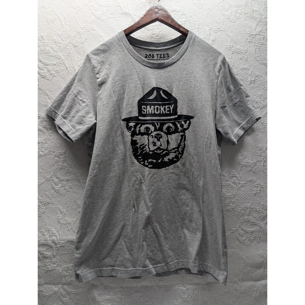 208 Tees Grey Smokey Bear Graphic Shirt Mens Large Forest Fire Casual Ranger